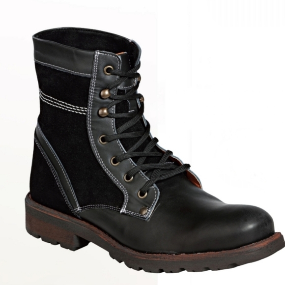 Leather Men\'s Lace Up Combat Boots